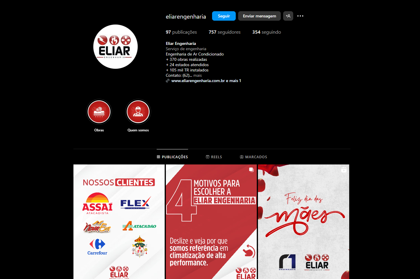 @eliarengenharia | Perfil do Instagram gerenciado pela Raddar Digital